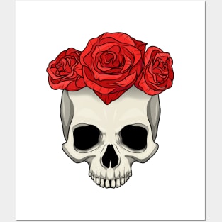 Skull Rose Flower Posters and Art